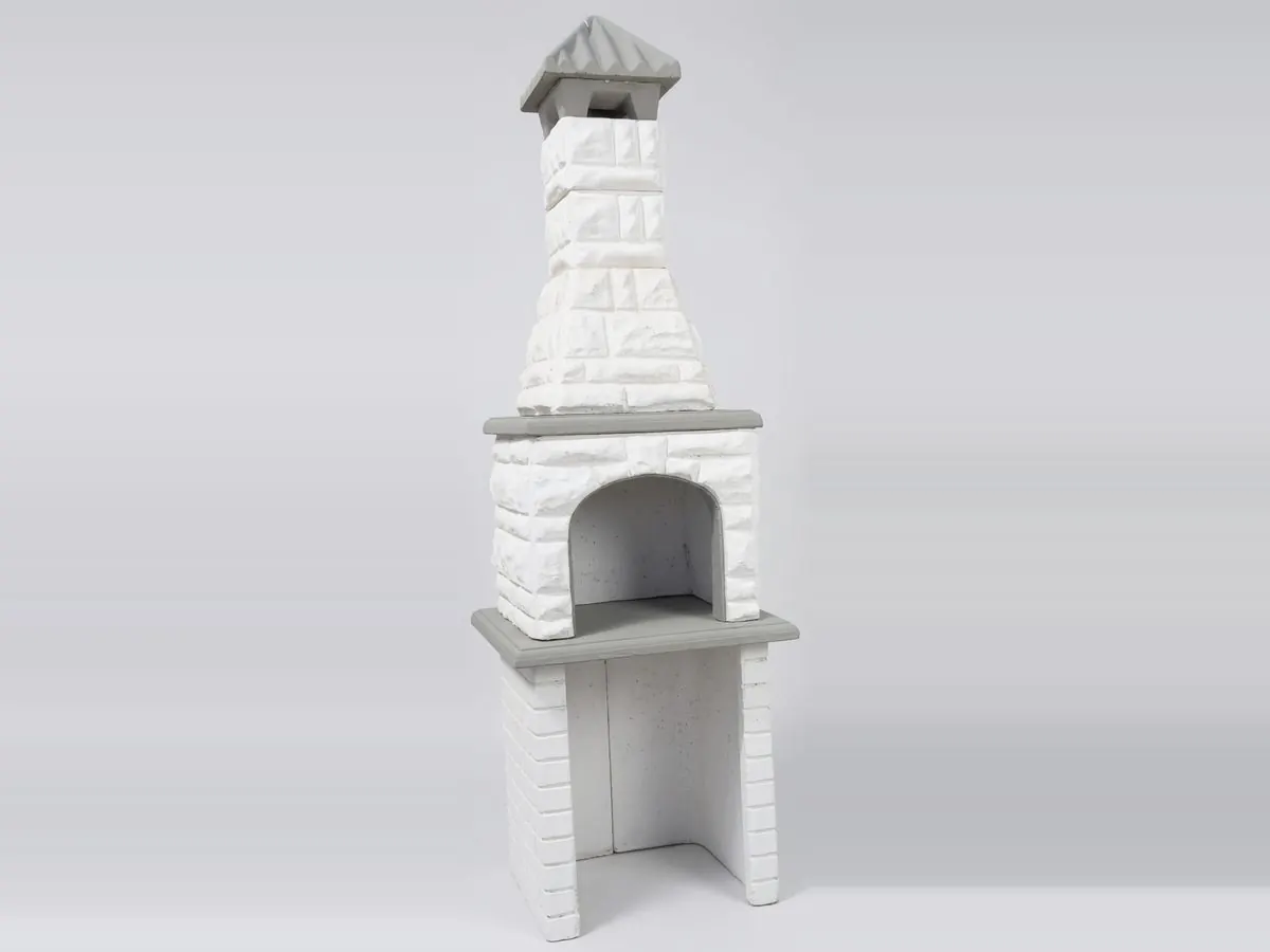 Aksaray'da üretilen, taş dokulu ve bacalı beton bahçe barbekümü